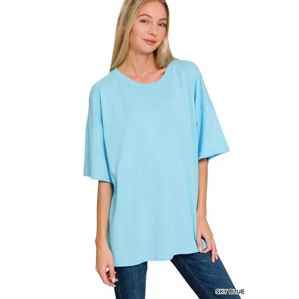 Zenana Cotton Short Sleeve Oversized Tunic Tee